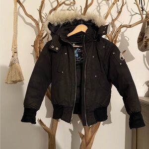 Moose Knucklers (Inspired) Duck Down Child Black Puffer Coat Real Fur Trim 7/8
